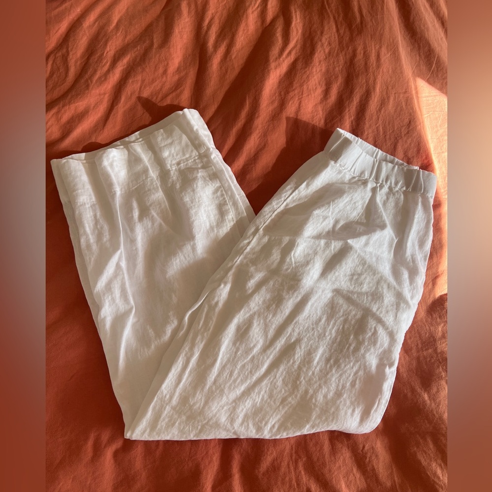 Eileen Fisher White Linen Trousers